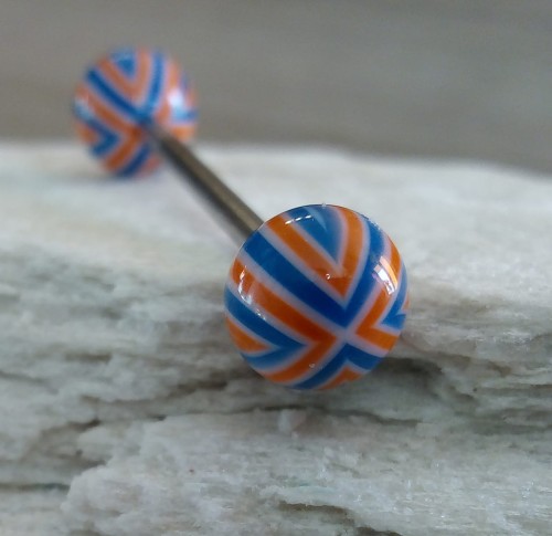 Przejdź do produktu Kolczyk do języka orange blue flow