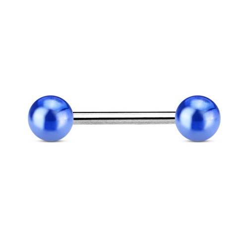 Przejdź do produktu KOLCZYK DO JĘZYKA Z  NIEBIESKIMI METALICZNYMI AKRYLOWYMI KULKAMI