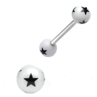 Przejdź do produktu KOLCZYK DO JĘZYKA W CZARNE GWIAZDKI