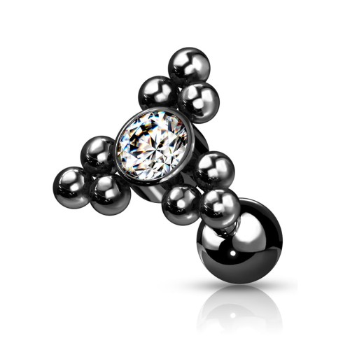 Przejdź do produktu KOLCZYK DO UCHA CZARNA SZTANGA TRIANGLE CLUSTER