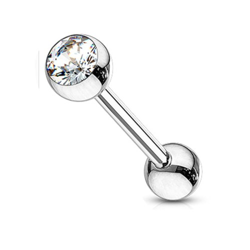 Przejdź do produktu Kolczyk do języka z białym kryształkiem