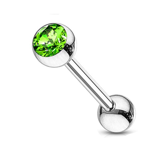 Przejdź do produktu Kolczyk do języka z zielonym kryształkiem