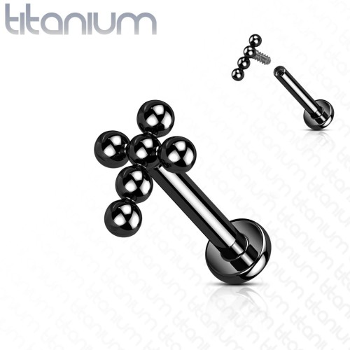 Przejdź do produktu Tytanowy labret Bead Black Cross