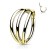 Złoty tytanowy clicker z trzema obręczami, idealny do conch, helix i lobe. Wykonany z tytanu ASTM F-136 z odporną na zarysowania powłoką PVD. Praktyczne zapięcie na klik ułatwia zakładanie.