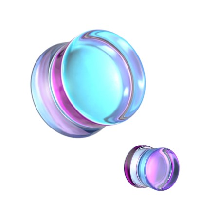 Opalizujący plug ze szkła w odcieniach niebieskiego i fioletowego. Przyciąga wzrok feerią barw i doskonale podkreśla styl każdego stretchingu.
