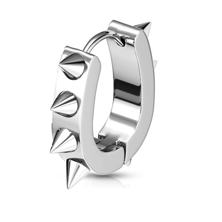 Kółeczko huggie  z efektownymi szpicami. Owalny kształt,  wygodne zapięcie clicker zapewniają komfort i styl. Idealne do płatka ucha dla miłośników nowoczesnej, wyrazistej biżuterii.