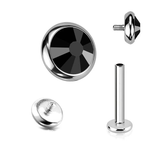 Przejdź do produktu Tytanowy labret flat z czarnym kryształkiem   