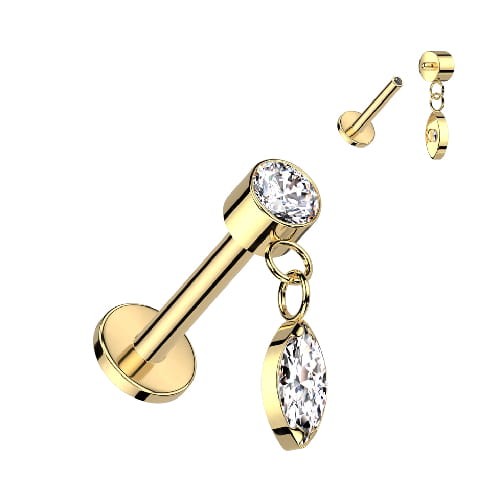 Przejdź do produktu Tytanowy labret Gold Teardrop