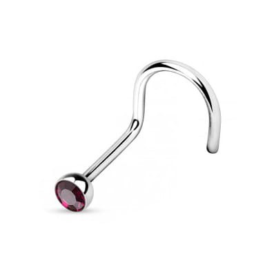 Przejdź do produktu Zakręcony kolczyk do nosa z fioletowym  kryształkiem