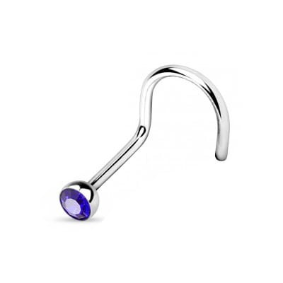Przejdź do produktu Zakręcony kolczyk do nosa z niebieskim kryształkiem