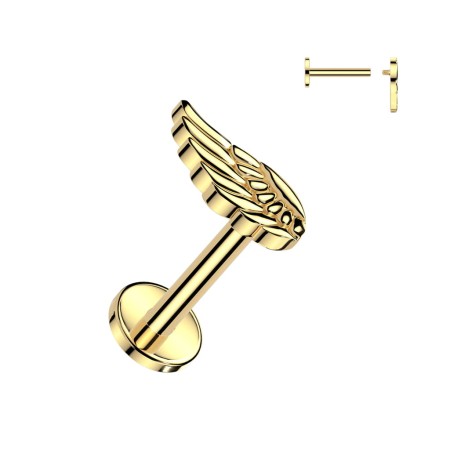 Idealny do helix, lobe, upper lobe, flat helix i tragus. Wykonany z trwałego tytanu z powłoką PVD dla złotego połysku i odporności.