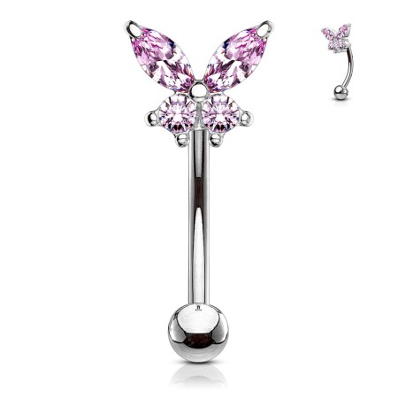 Wykonany ze stali chirurgicznej 316L i rodowanego mosiądzu. Idealny do snug, rook, vertical labret oraz piercingu brwi. Delikatny i dziewczęcy design.