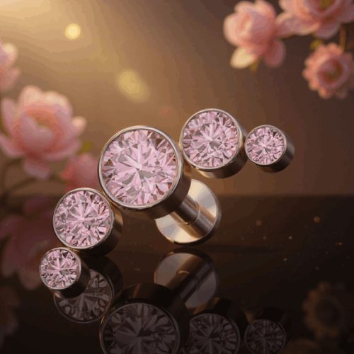 Przejdź do produktu Tytanowy cluster labret 5  Pink Crystals