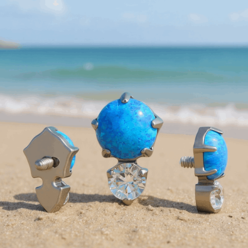 Przejdź do produktu Tytanowy labret Opal Blue Drop