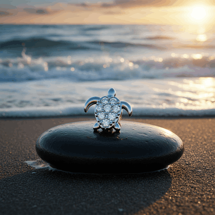 Labret Złoty Żółwik to urocza biżuteria z delikatną ozdobą w kształcie żółwika z błyszczącą cyrkonią