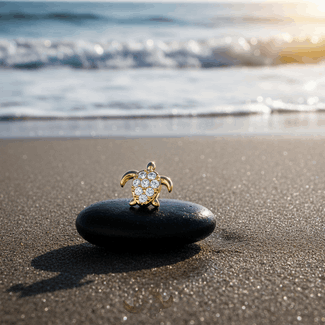 maleńkie cyrkonie na skorupie dodają delikatności