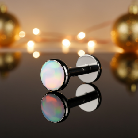 Labret z opalizującym białym kamieniem Iridescent Stone