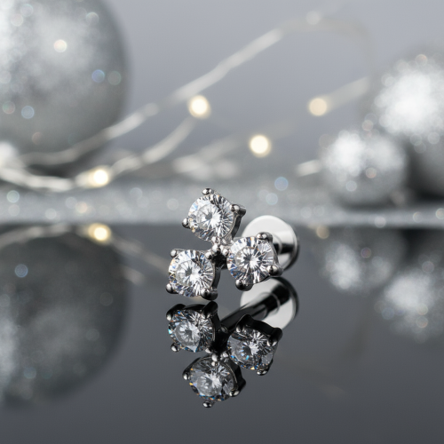 Przejdź do produktu Labret  trinity z białymi cyrkoniami