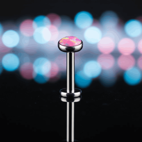 Przejdź do produktu Tytanowy labret z różowym opalem 