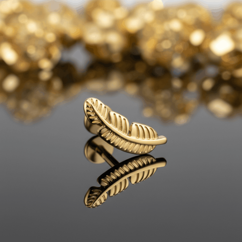 Przejdź do produktu Tytanowy labret  złote piórko 