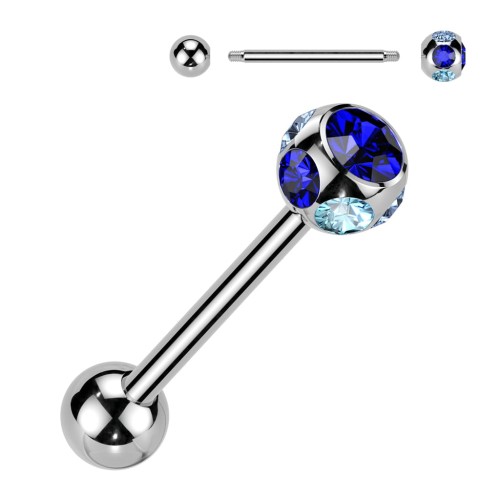 Przejdź do produktu Kolczyk do języka Blue multi crystals