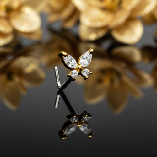 Przejdź do produktu Kolczyk do nostrila ze złotym motylkiem