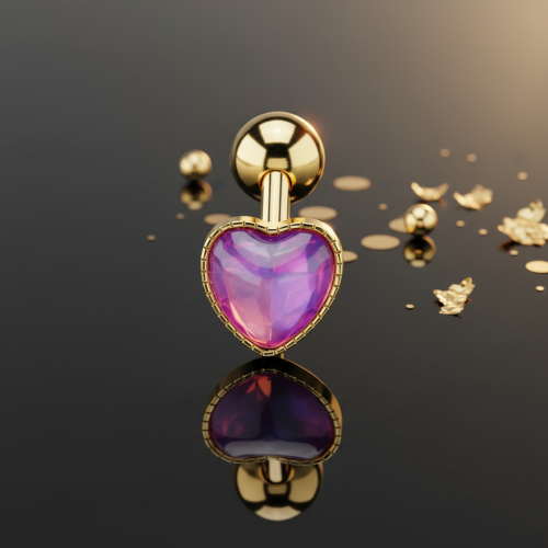 Przejdź do produktu Kolczyk do języka Gold Iridescent Stone Heart 