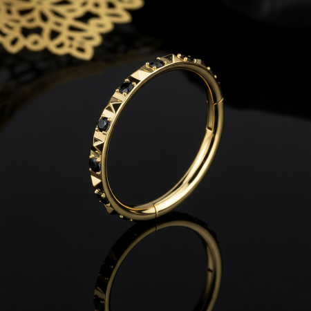 Kółeczko złoty clicker Black zircon