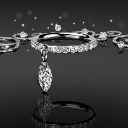 Tytanowy clicker z kryształową obręczą i łezką