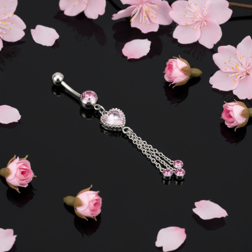 Przejdź do produktu Kolczyk do pępka  Dangle Heart Pink