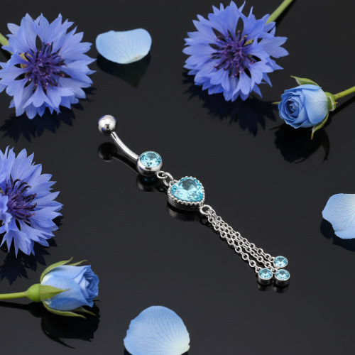 Przejdź do produktu Kolczyk do pępka  Dangle Heart Blue