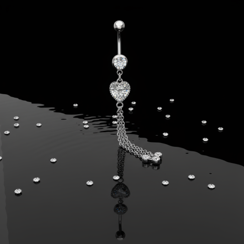 Przejdź do produktu Kolczyk do pępka  Dangle Heart White 