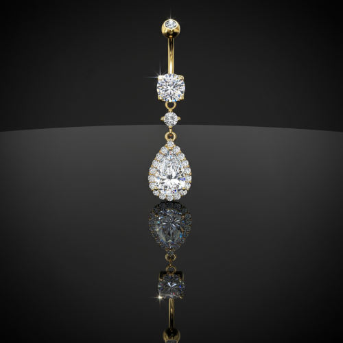 Przejdź do produktu Kolczyk do pępka Gold Dangle Tear Drop 