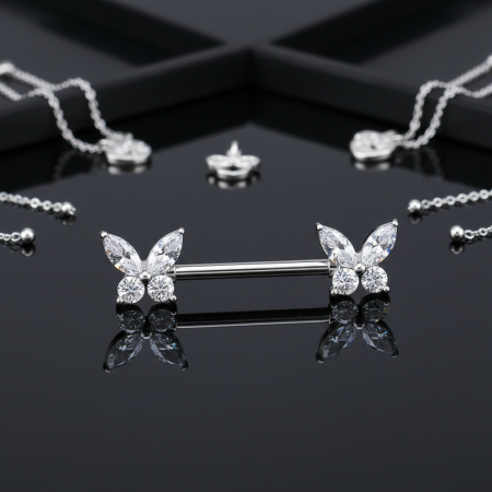 Kolczyk do sutka kryształowe motylki