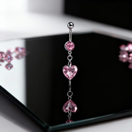 Kolczyk do pępka Pink Prism Heart