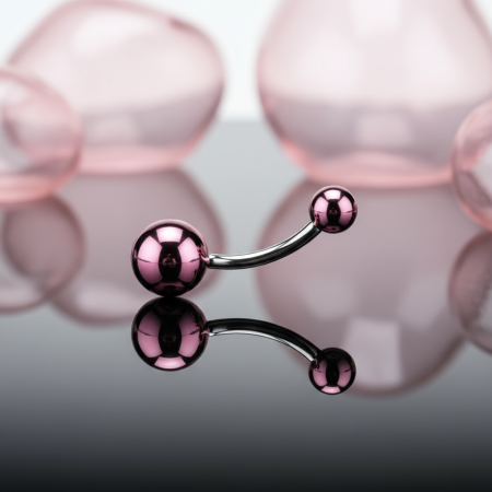 Różowy Kolczyk do Pępka z Akrylowymi Kulkami