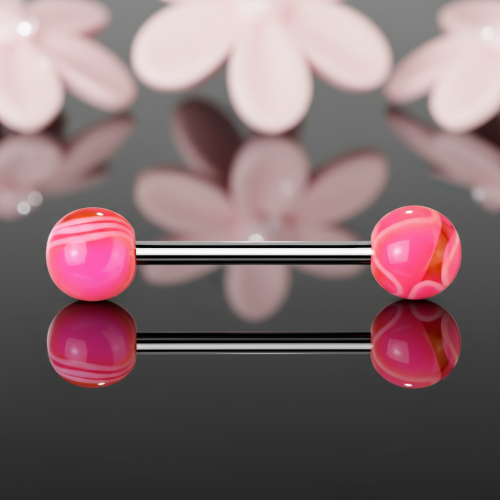 Przejdź do produktu KOLCZYK DO JĘZYKA Z RÓŻOWYMI KULKAMI UV