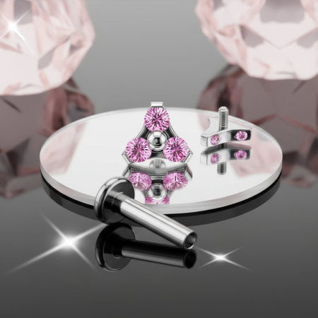 Labret triple pink crystals
