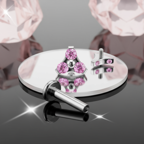 Przejdź do produktu Labret  triple pink crystals