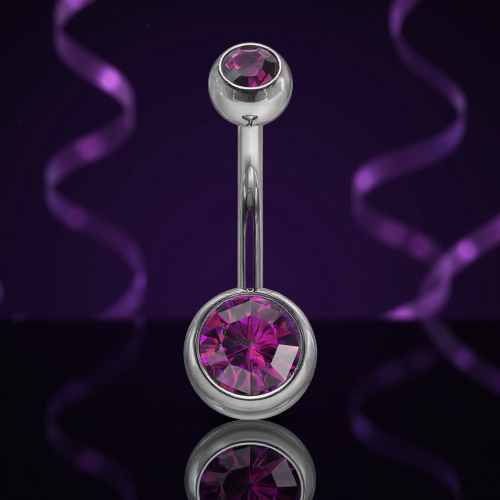 Przejdź do produktu Kolczyk do pępka z fioletowymi cyrkoniami