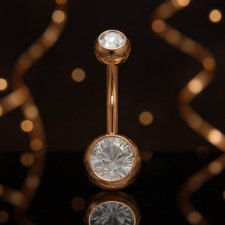 Tytanowy kolczyk do pępka rose gold