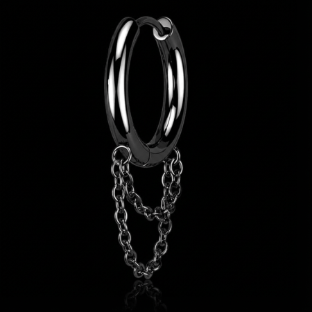 Kółeczko huggie Black Double Chain Hoop