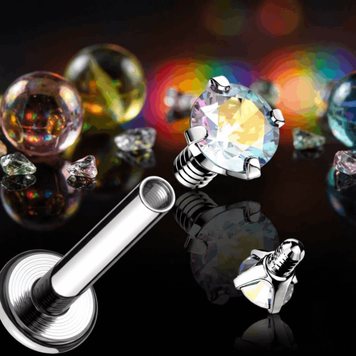 Przejdź do produktu Labret z opalizującą cyrkonią 3D