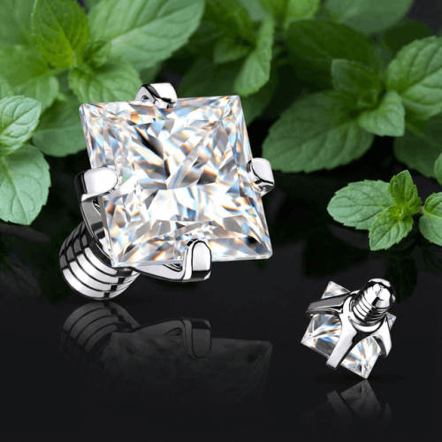 Przejdź do produktu Nakrętka do microdermala z białą cyrkonią  romb 3D