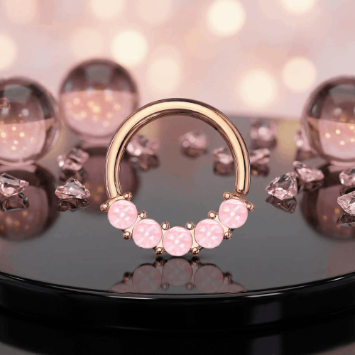 Przejdź do produktu Kółeczko  rose gold z 5 różowymi kamieniami Illuminating