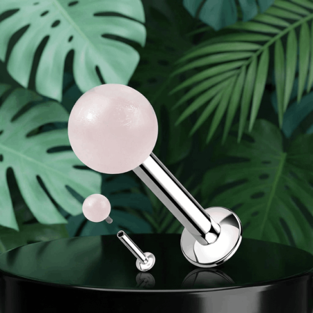 Labret naturalny kamień różowy kwarc