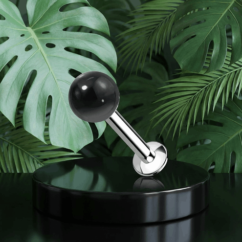 Przejdź do produktu Labret naturalny kamień czarny agat