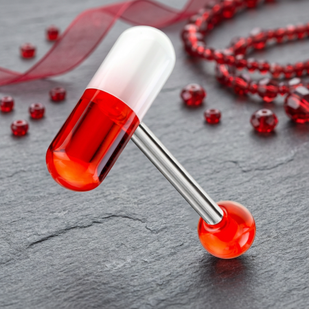 Kolczyk do języka czerwona pigułka