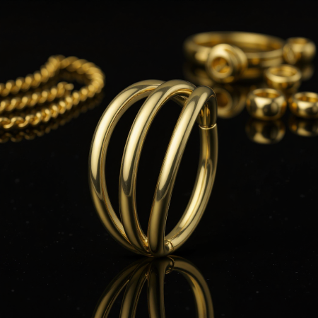 Tytanowe kółeczko złoty clicker z trzema obręczami