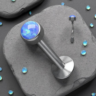 Przejdź do produktu Labret push in z niebieskim opalem